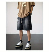 Load image into Gallery viewer, Embroidered Denim Shorts Men's Summer American Retro Street Five-point Pants Trendy Brand Trendy Loose