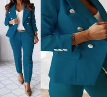 Load image into Gallery viewer, Two Piece Sets Woman Outfit 2025 Spring Solid Color Versatile Temperament Blazer Coat & Fashiona Casual Pocket Design Pants Set