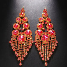 Cargar imagen en el visor de la galería, Stonefans Exaggerated Rounds Crystal Rhinestone Tassel Dangle Earrings