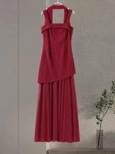Cargar imagen en el visor de la galería, Women Loose Sleeveless Patchwork Mesh Split Scarf Dresses