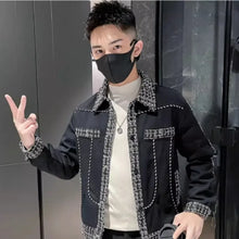 Load image into Gallery viewer, Men's Black Male Splicing Korean Reviews Stylish Jacket