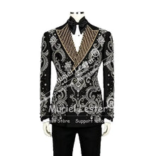 Load image into Gallery viewer, Men's Rhinestone Beaded Appliques Groom Single Breasted Slim Fit Suit Outfit