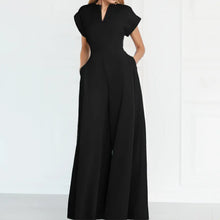 Load image into Gallery viewer, Elegant High Waist Sexy V-neck Short Sleeved Commuting Wide Leg Jumpsuit