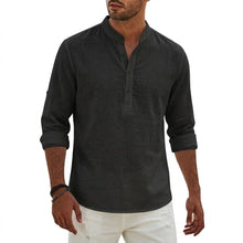 Load image into Gallery viewer, New Cotton Linen Shirts for Men Luxury Henley Casual T-Shirts Beach Long Sleeve Shirts Hawaiian Summer Shirt Gym Man for Work