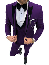 Load image into Gallery viewer, Mens Suits Wave Point Three Pieces Men Dress Suits Casual Commuter Office Business Suits for Wedding (Blazer+Vest+Pants)