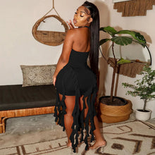 Lade das Bild in den Galerie-Viewer, Hugcitar Elegant Halter Solid Ruffles Backless Taseel Mini Dress