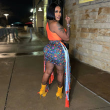 Lade das Bild in den Galerie-Viewer, FAGADOER Summer Print Tassels Mini Skirts Two Piece Sets