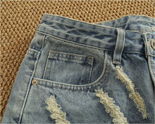 Load image into Gallery viewer, Ripped hole plankton handsome high street trend denim shorts men summer everything to do old washed pants five quarter pants