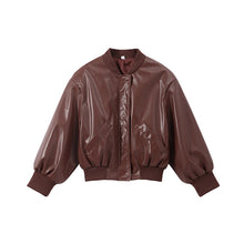 Load image into Gallery viewer, Street Women's Cropped Leather Jacket Skirt Set Stand Collar Zipper Coats Pleated Mini Skirts 2026 Spring Lady Fashion Suit