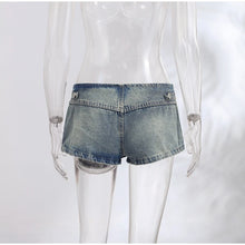 Load image into Gallery viewer, Y2K Style Denim Jacket Shorts Set Women's Stand Collar Button Long Sleeve Coats Low Waist Mini Short 2026 Summer New Lady Outfit