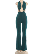 Lade das Bild in den Galerie-Viewer, Halter Open Collar Backless Sleeveless Jumpsuit