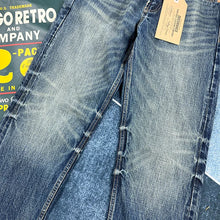 Load image into Gallery viewer, Heavy Washed Distressed Straight Blue Jeans