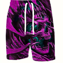 Load image into Gallery viewer, Men's Skull 3D Pattern Comfy Shorts Oversized Casual Elastic Waist Drawstring Shorts for Summer Beach And Basketball Sport Short