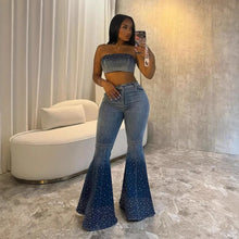 Lade das Bild in den Galerie-Viewer, Denim Pant Set Sexy Short Sleeve