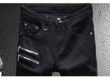 Load image into Gallery viewer, Men Elastic Slim Fit Destroyed Ripped Jeans