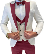 Load image into Gallery viewer, Mens Jacquard Suit 3 Piece Slim Fit Suits Prom Formal Business Suit for Men Jacket Vest Pants Wedding Suit