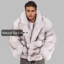 Load image into Gallery viewer, Real Fur Coat Men Natural Fox Fur Coats Turndown Collar Luxury Winter Men's Coat High Quality Warm Blue Fox