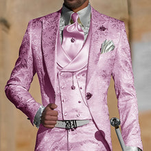 Load image into Gallery viewer, Jacquard Men's Suit 3 Piece Suit Groom Party Tuxedo Wedding Men's Formal Jacket Pants Vest Slim Fit Custom Suit Male