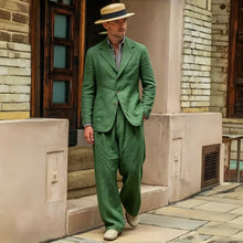 Load image into Gallery viewer, Men's Linen Suit 2 Pieces Luxury Slim Fit Casual Blazer Straight Leg Pants Breathable Wrinkle Resistant Lightweight For Wedding