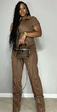 Load image into Gallery viewer, Front Zipper Turn-down Collar Cargo Jumpsuit