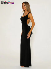Lade das Bild in den Galerie-Viewer, Weird Puss Bow Lace Up Sleeveless Sexy Backless Maxi Dress