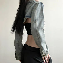 Load image into Gallery viewer, Women Denim Y2K Aesthetic Vintage Sexy Crop Top Jacket