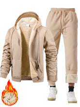 Load image into Gallery viewer, Men's Suit Two-Piece Tracksuit Plush Thickened Warm Sports Jacket+Trousers Sports Suit Winter Outdoor Casual Hoodie Sportswear