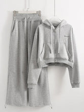 Load image into Gallery viewer, Women Tracksuits Winter Fleece Sweatsuit Brown Warm Crop Zipper Hoodies And Sweatpants Set For Women 2 Piece Velvet Pants Sets