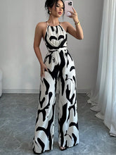 Load image into Gallery viewer, Halter Neck Casual Pants Geometric Print Jumpsuit Party Outfits For Women