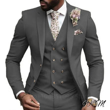Load image into Gallery viewer, Casual Jacket Vest Pants 3Pcs Elegant Suits for Men Slim Fit