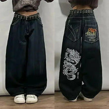 Lade das Bild in den Galerie-Viewer, American Street Fashion Trend Gothic Print Loose Jeans Men Harajuku Y2K New Hip Hop Joker Oversized Wide-leg Pants Unisex Jeans