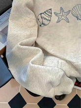 Load image into Gallery viewer, 2025 Autumn/Winter Women's Grey Nautical Shell and Starfish Print Hoodie Pullover Shell Logo Soft Casual Wear Fall Clotheswinter