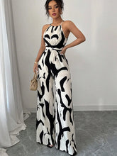 Load image into Gallery viewer, Halter Neck Casual Pants Geometric Print Jumpsuit Party Outfits For Women