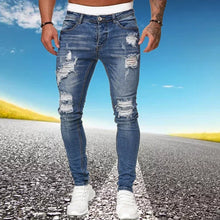 Charger l'image dans la galerie, Mens Ripped Skinny Jeans Blue Slim Fit Hole Pencil Pants Biker Casual Trousers Streetwear 2020 High Quality Denim Man Clothing