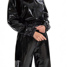 Load image into Gallery viewer, Women's Hooded Sexy PU Leather Loose Solid Color PVC Shiny Wet Jumpsuit