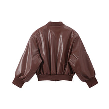 Load image into Gallery viewer, Street Women's Cropped Leather Jacket Skirt Set Stand Collar Zipper Coats Pleated Mini Skirts 2026 Spring Lady Fashion Suit