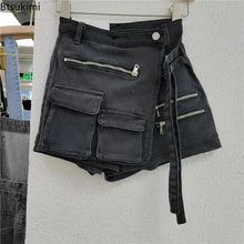 Load image into Gallery viewer, New Women's Denim Shorts Irregular Multiple Pockets Design Summer Short Jeans Y2k Streetwear High Waist Wide Leg Shorts Skirts