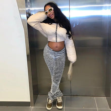 Lade das Bild in den Galerie-Viewer, Color Block Stripes Women High Waist Loose Sweatpants