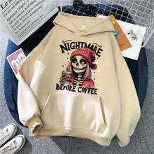 Load image into Gallery viewer, Slogan Nightmare Before Coffe Graphic Sweatshirt Unisex Fall Winter Hoody Y2k Clothing Women's Skeleton Halloween Pocket Hoodies