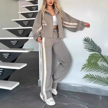 Load image into Gallery viewer, Women Two Piece Set Pants Sets Striped Jacket Matching Sets Y2k Tops Tracksuit Autumn Spring Long Pant Casual Outfit Suits 2025