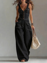 Load image into Gallery viewer, Elegant Women's Sleeveless V-Neck Tight Waist Wide-Leg Overall Jumpsuit