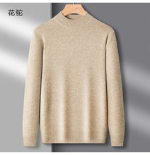Load image into Gallery viewer, Men's Mock Neck 100% Pure Woolen Sweaters Autumn Winter Warm Cashmere Sweater Solid Knitted Pullovers for Men Slim Knitwear Tops