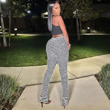 Lade das Bild in den Galerie-Viewer, Color Block Stripes Women High Waist Loose Sweatpants