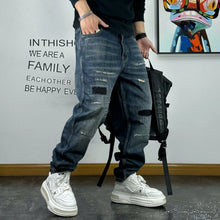 Lade das Bild in den Galerie-Viewer, Patch Ripped Jeans Denim Cargo Pants