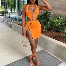 Lade das Bild in den Galerie-Viewer, Summer Hollow Sexy Orange Sleeveless Mini Dress