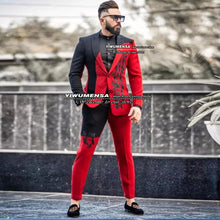 Load image into Gallery viewer, Red/Black Spliced Suits