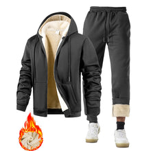 Load image into Gallery viewer, Men's Suit Two-Piece Tracksuit Plush Thickened Warm Sports Jacket+Trousers Sports Suit Winter Outdoor Casual Hoodie Sportswear