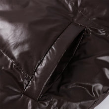 Load image into Gallery viewer, Fashion Shiny Solid Hooded Quilted Jacket Women Stand Collar Long Sleeve Zipper Pocket Street Warm Coat 2026 Winter Lady Outwear