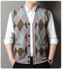 Load image into Gallery viewer, Mens Business Casual Knit Vest Winter V Neck Suit Vest Single Breasted Cardigan Vest