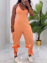 Load image into Gallery viewer, Halter Tied Detail Pocket Design Jumpsuit